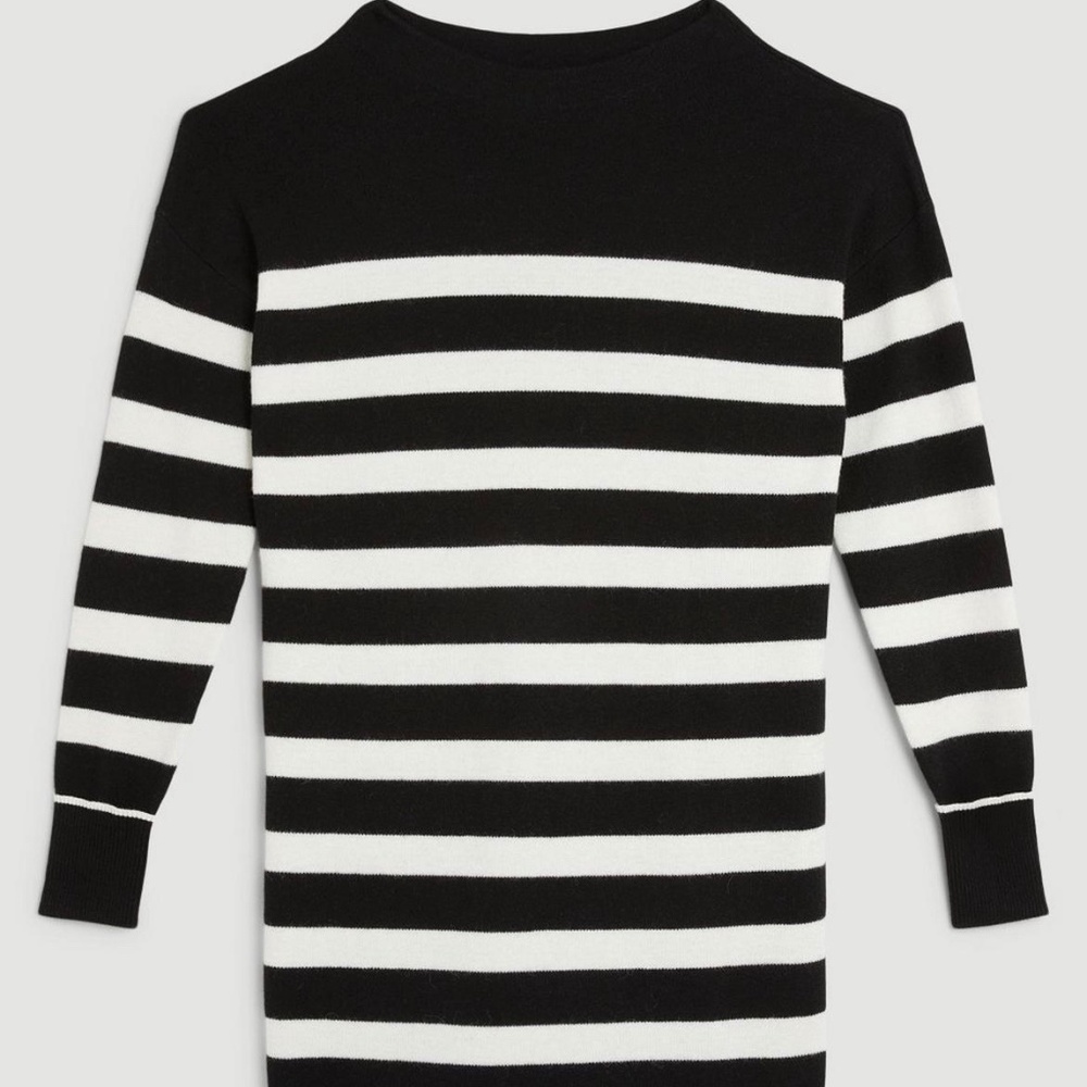 Karen Millen Wool Blend Striped Mini Dress L NWT